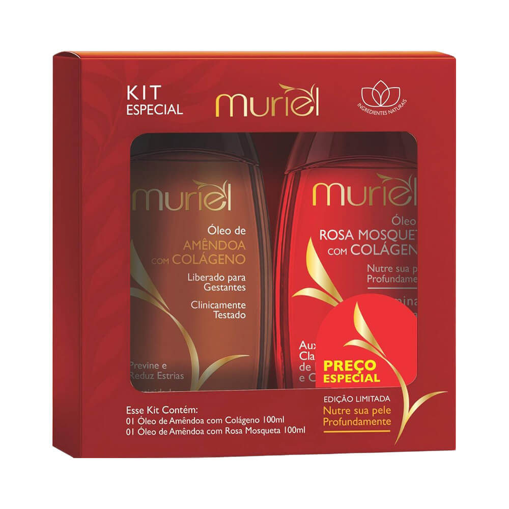 Kit Muriel Óleos Amêndoa com Colágeno + Amêndoa com Rosa Mosqueta 200ml